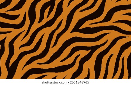Tiger Stripes Seamless Pattern. Tiger Pattern Design. Drawing Safari Texture Print. Abstract Animal Background.