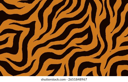 Tiger Stripes Seamless Pattern. Tiger Pattern Design. Drawing Safari Texture Print. Abstract Animal Background.