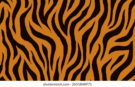 Tiger Stripes Seamless Pattern. Tiger Pattern Design. Drawing Safari Texture Print. Abstract Animal Background.