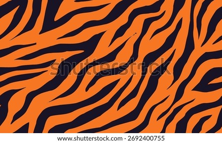Tiger Stripes Seamless Pattern. Tiger Pattern Design. Drawing Safari Texture Print. Abstract Animal Background.