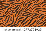 Tiger Stripes Seamless Pattern For Textile Or Wrapping Paper. Tiger Pattern Design. Drawing Safari Texture Print. Abstract Animal Background.