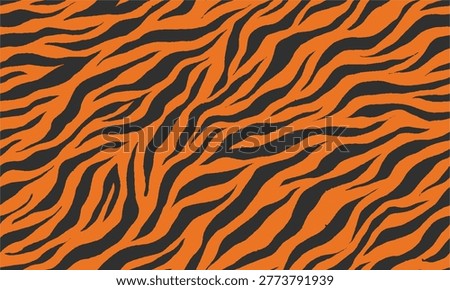 Tiger Stripes Seamless Pattern For Textile Or Wrapping Paper. Tiger Pattern Design. Drawing Safari Texture Print. Abstract Animal Background.