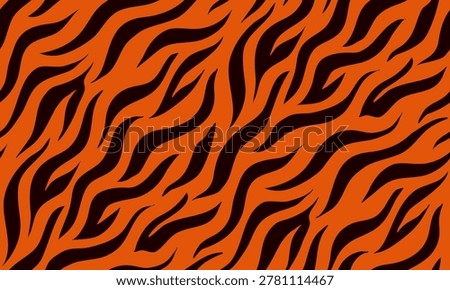 Tiger Stripes Seamless Pattern For Textile Or Wrapping Paper. Tiger Pattern Design. Drawing Safari Texture Print. Abstract Animal Background.