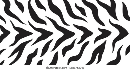 Tiger stripes skin print design. Zebra stripes pattern. Wild animal hide artwork background. Black and white vector illustration