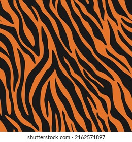 
Tiger stripes vector print, seamless orange background black stripes, trendy animal skin