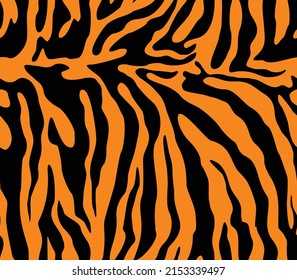 
tiger stripes, vector seamless pattern on yellow background, trendy texture.