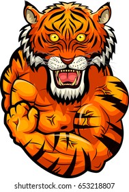 Tiger strong mascot. Vector illustration