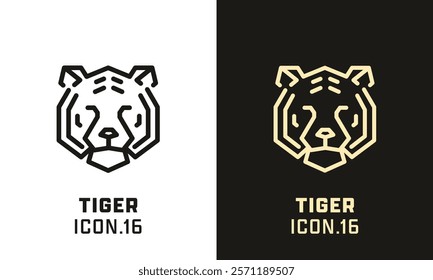 Tiger stylized head geometric line icon