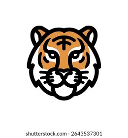Tiger stylized icon faces front flat illustration design