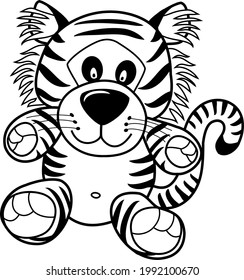 Tigre. Imagen estilizada del símbolo del año. Gráficos vectoriales. Contorsión negra. 