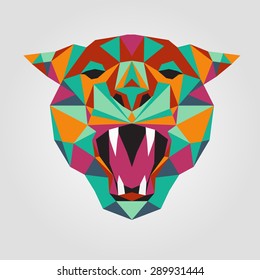 Tiger stylized triangle polygonal model