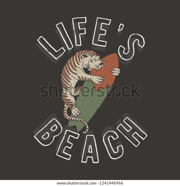 Tiger Surf vector print design ,tee shirt
graphics, typography