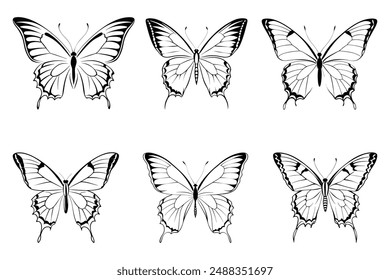 Tiger Swallowtail Silhouette Vector Set-1