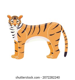 Tiger. The symbol of 2022. Japanese tiger. Animals. Vector illustration in a modern flat style.