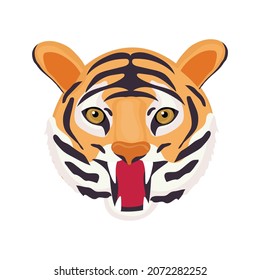 Tiger. The symbol of 2022. Japanese tiger. Animals. Vector illustration in a modern flat style.