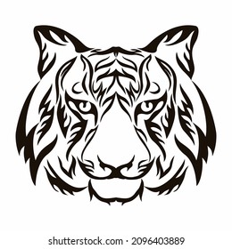 The tiger - a symbol of the Chinese new year. Black stencil - sign of the year on a white background. Vector clipart.