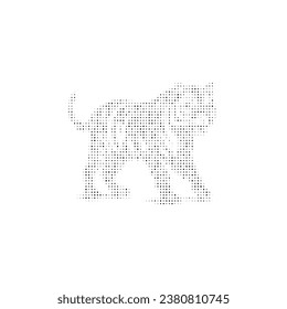 The tiger symbol filled with black dots. Pointillism style. Vector illustration on white background