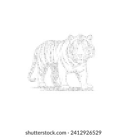 The tiger symbol filled with black dots. Pointillism style. Vector illustration on white background