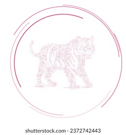 The tiger symbol filled with pink dots. Pointillism style. Vector illustration on white background