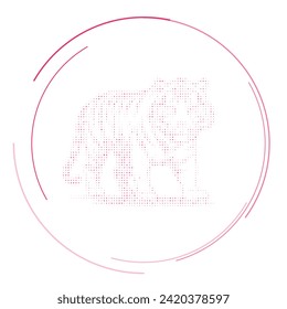 The tiger symbol filled with pink dots. Pointillism style. Vector illustration on white background