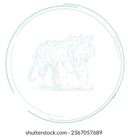 The tiger symbol filled with teal dots. Pointillism style. Vector illustration on white background