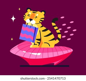 Tiger as a symbol of Korea - modern colored vector illustration