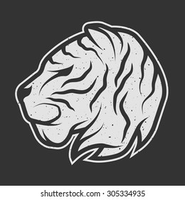 Tiger symbol logo for dark background. Vintage linear style.