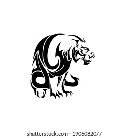 Tiger Symbol Logo. Tattoo Design. Vector Illustration.