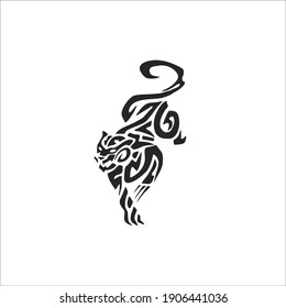 Tiger Symbol Logo. Tribal Tattoo Design. Vector Illustration.