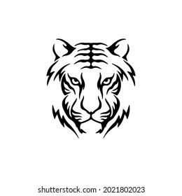 Tiger Symbol Logo. Tribal Tattoo Design. Stencil Vector Illustration