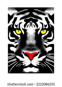 Tiger symbol logo tribal tattoo design stencil vector illustration. hand drawn tiger. Lettering quote - Roar. Vector illustration.
