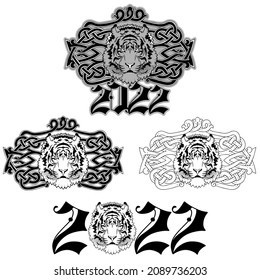 The tiger is the symbol of the year. Banner with the image of the tiger s head.