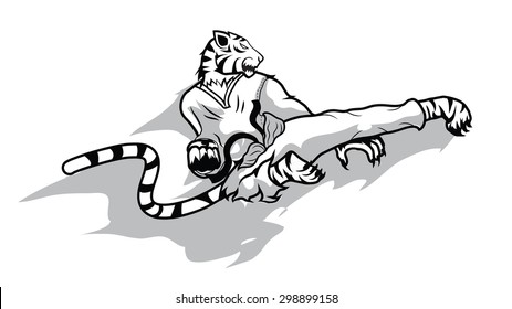 tiger taekwondo action vector,sport