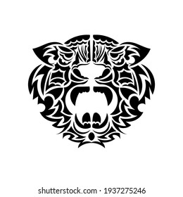 Tiger tattoo in boho style. Isolated. Vector illustration.