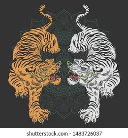 tiger tattoo design wild animal illustration vector