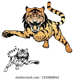 ilustración de tigre tatuada aislada en formato vector