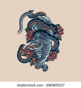 tiger tattoo illustration vector design