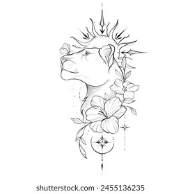 tiger tattoo pattern. Flowers and more