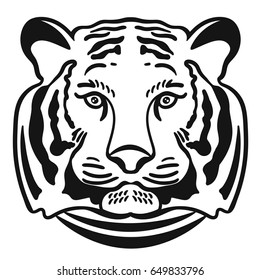 Tiger  tattoo. Stencil  isolated on white background.  Vector illustration. Black and White. Decorative tiger. Perfect for signs, logos, web, logotype.