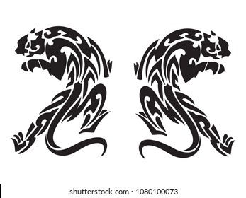 tiger tattoo style. Fantasy, tattoo art, coloring books. Isolated vector illustration, retro stye, Designer simple element for Back, shoulder men and women, symbol, nature, wild, ink, zoo, outline, 