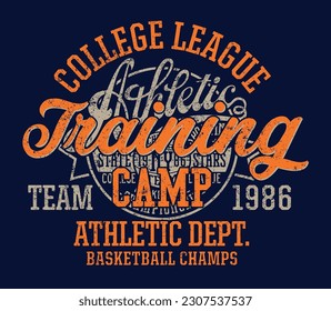 Tiger team college basketball athletic department champions vintage vector artwork for kids boy t shirt grunge effect in separate layer