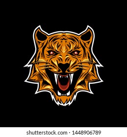 Tiger Team Emblem Vector On Dark Background