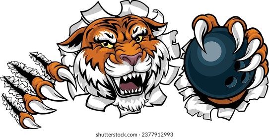 A tiger ten pin bowling ball animal sports team mascot