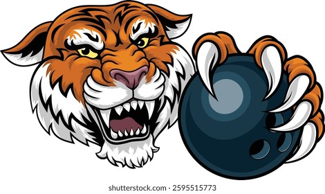 A tiger ten pin bowling ball animal sports team mascot