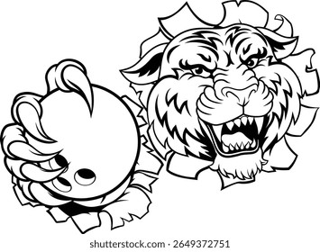 A tiger ten pin bowling ball animal sports team mascot
