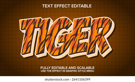 tiger text effect editable vector