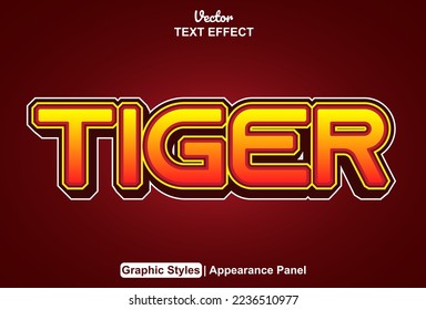 tiger text effect with graphic style and editable.