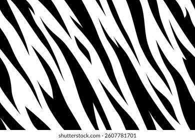 Tiger texture abstract background black and white. Vector jungle strip seamless repeat pattern. print