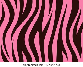 Tiger texture abstract background pink and black. Vector stripe repeated seamless print