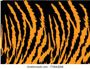 Tiger texture black orange pattern background vector illustration